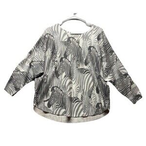 Sioni Sweater Women’s Size XL Zebra Gray Pullover Soft Cozy Knit Dolman Sleeve